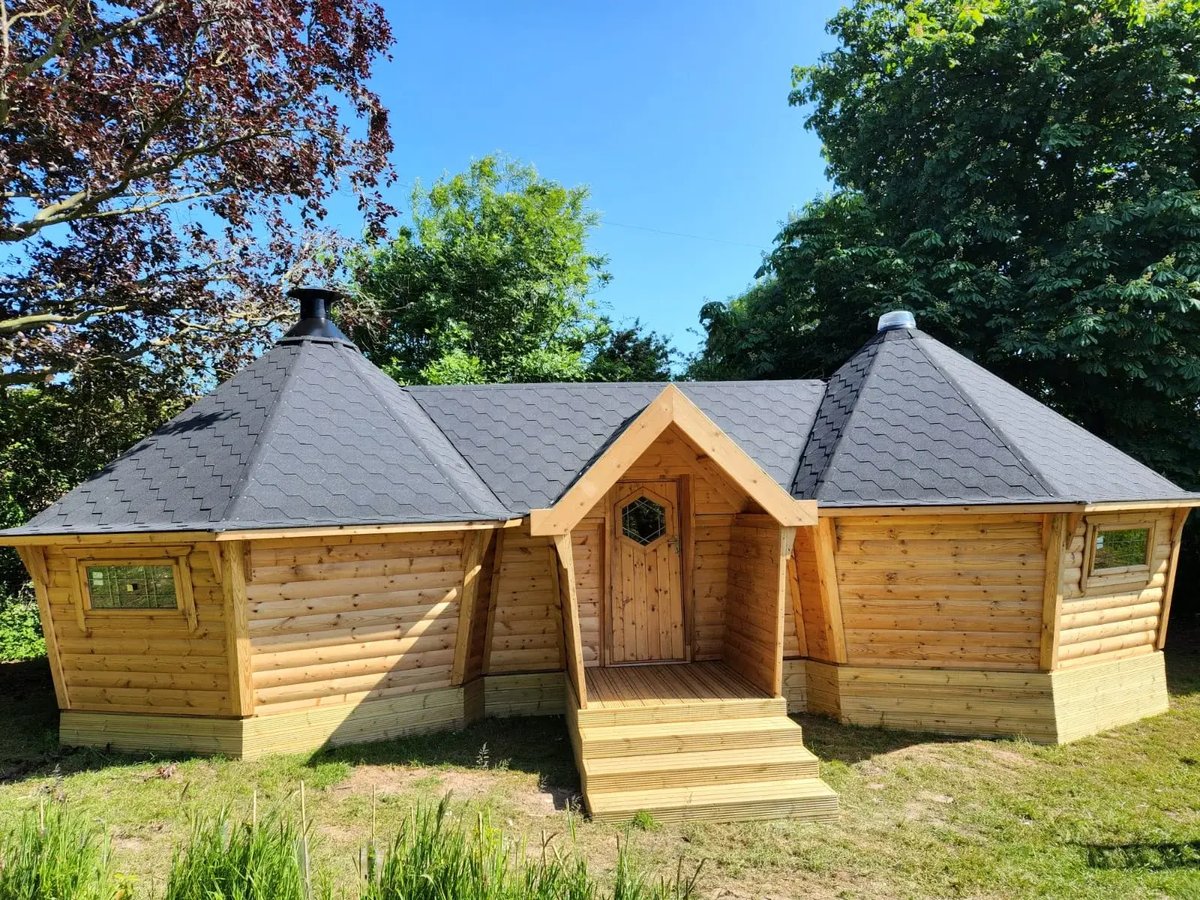 connected log cabins