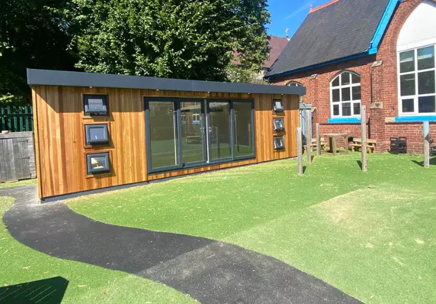 outdoor classroom with cedar cladding