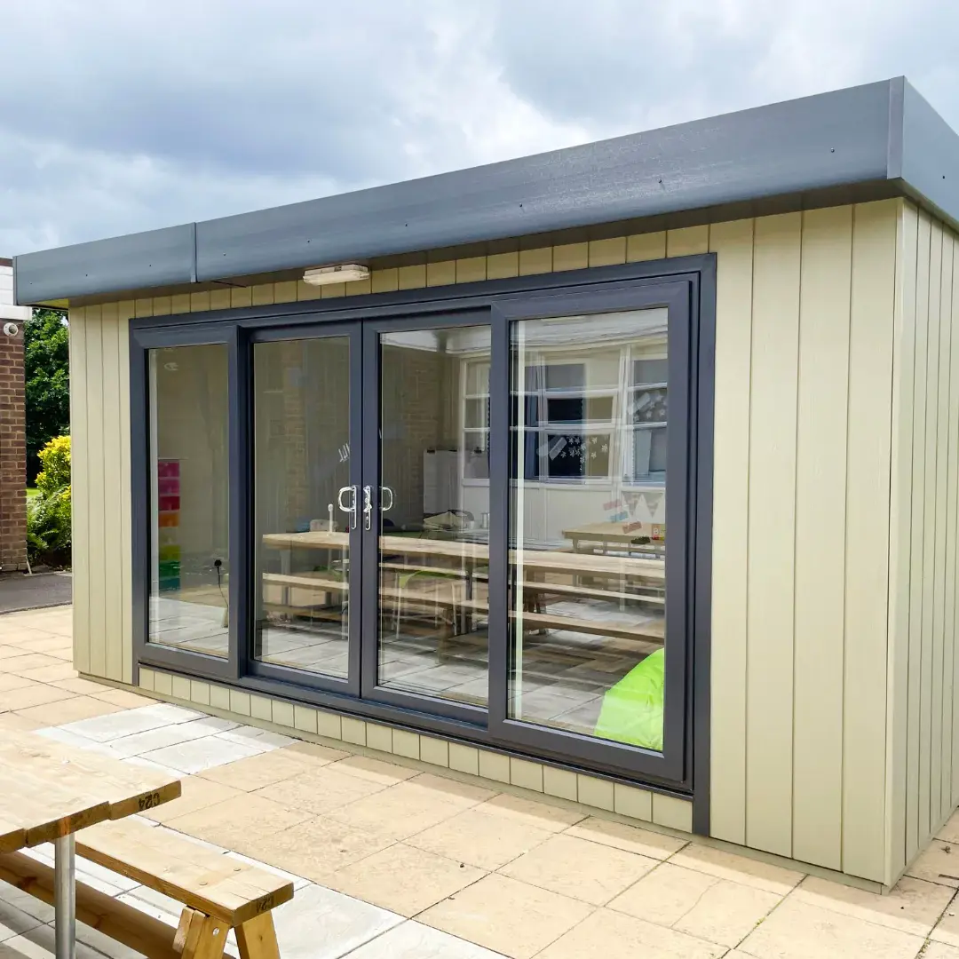 Bespoke outdoor classroom designed and installed by Cabins for Schools