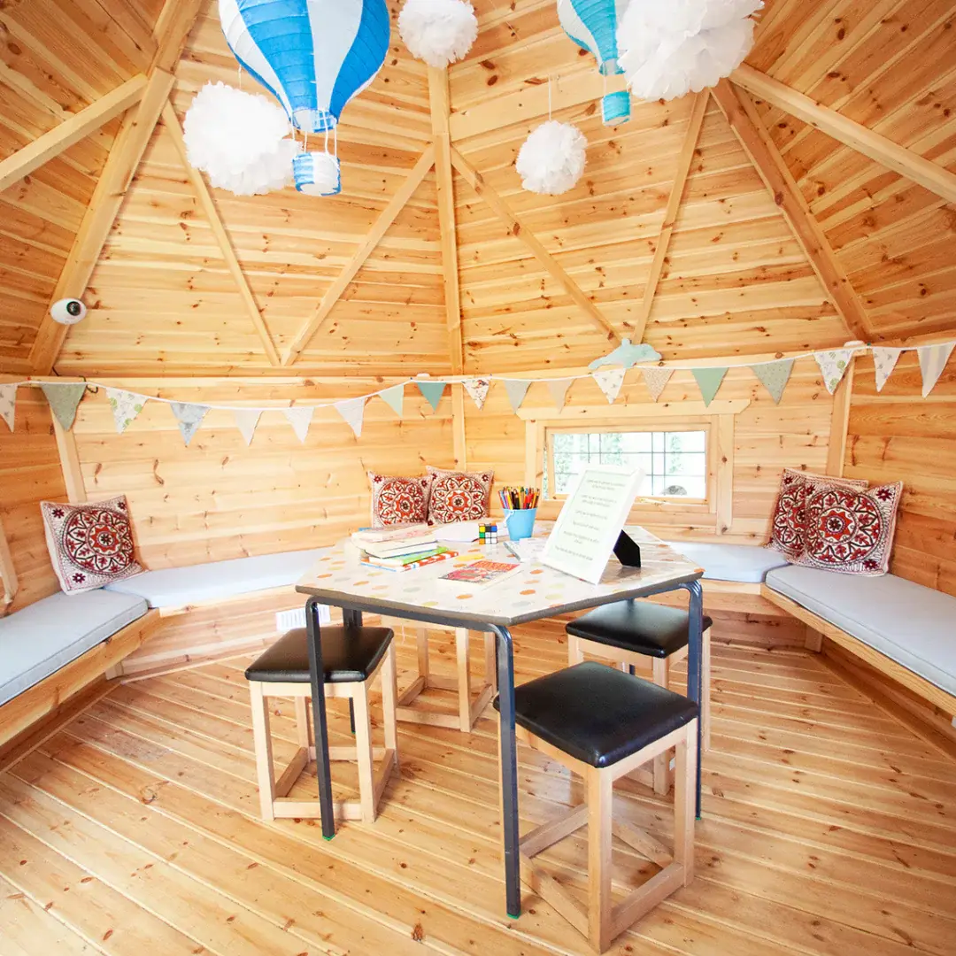 log cabin with a solar pipe